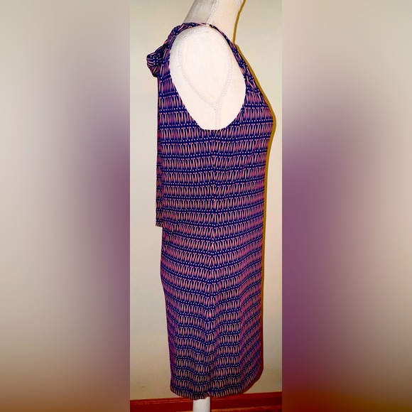 Ellie Kai Blue/coral Geometric Print Halter Tie Sleeveless dress size 4 EUC - Picture 3 of 11